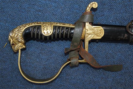 A German Third Reich officers sword by Robert Klaas, Solingen, overall incl. scabbard 37.5in.